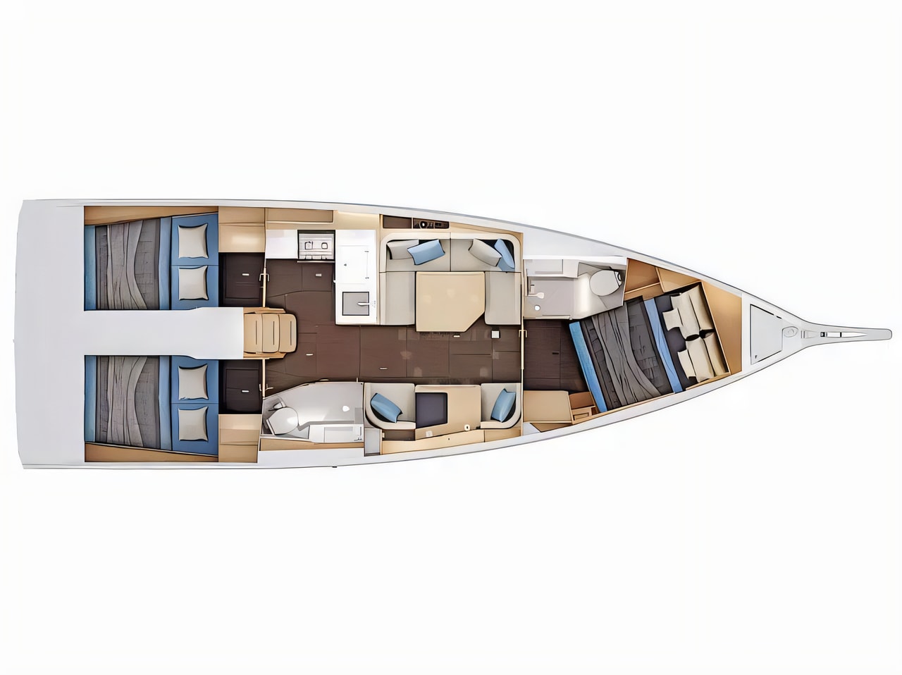 Interior of Sun Odyssey 415 Performance sail boat with 3 cabins Croatia yacht charter