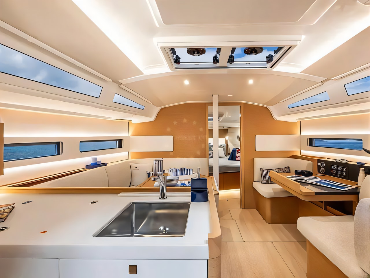 Layout of Sun Odyssey 415 Performance sail boat with 3 cabins Croatia yacht charter