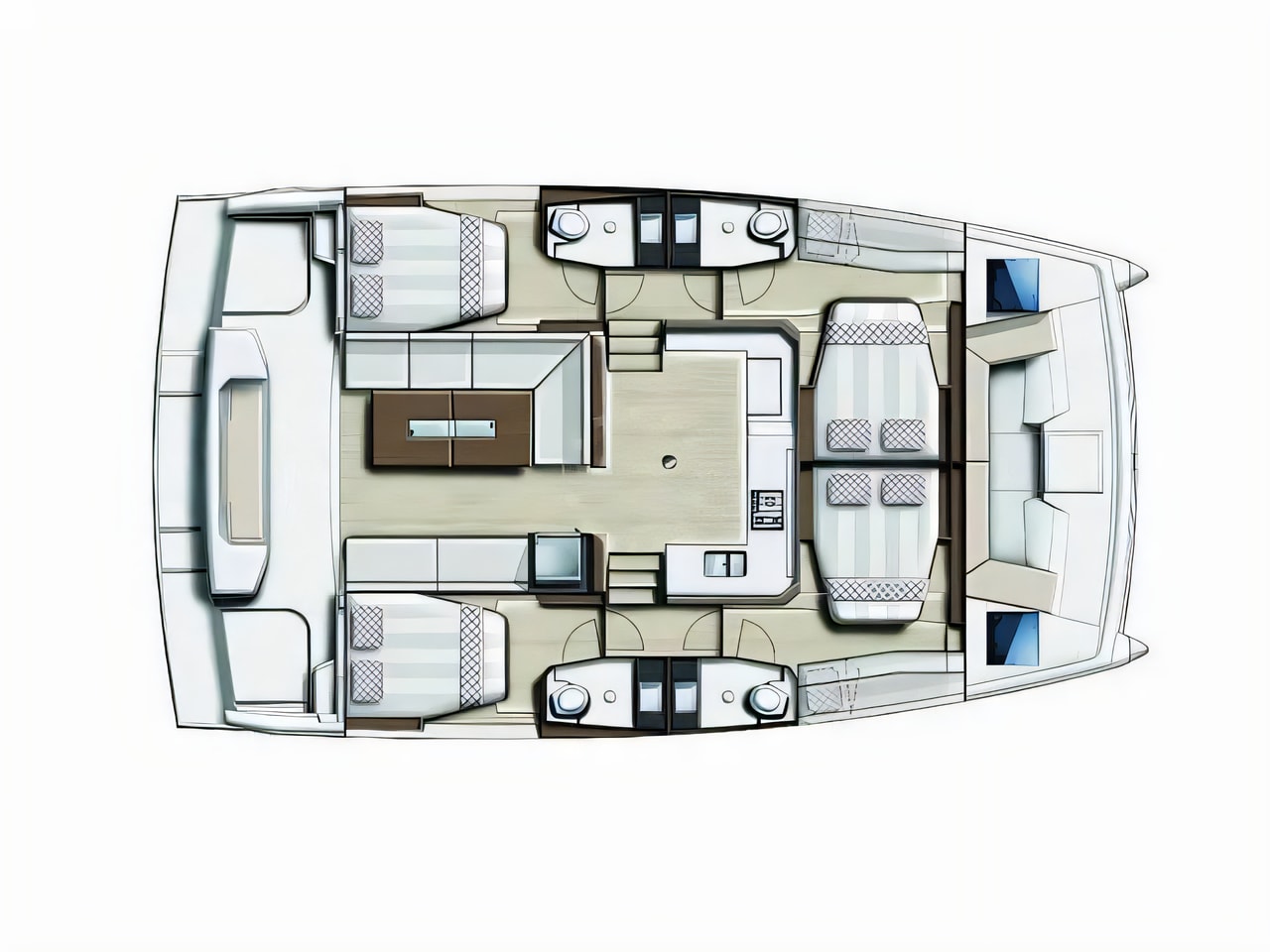 Interior of Bali Catspace catamaran with 4 cabins Croatia yacht charter