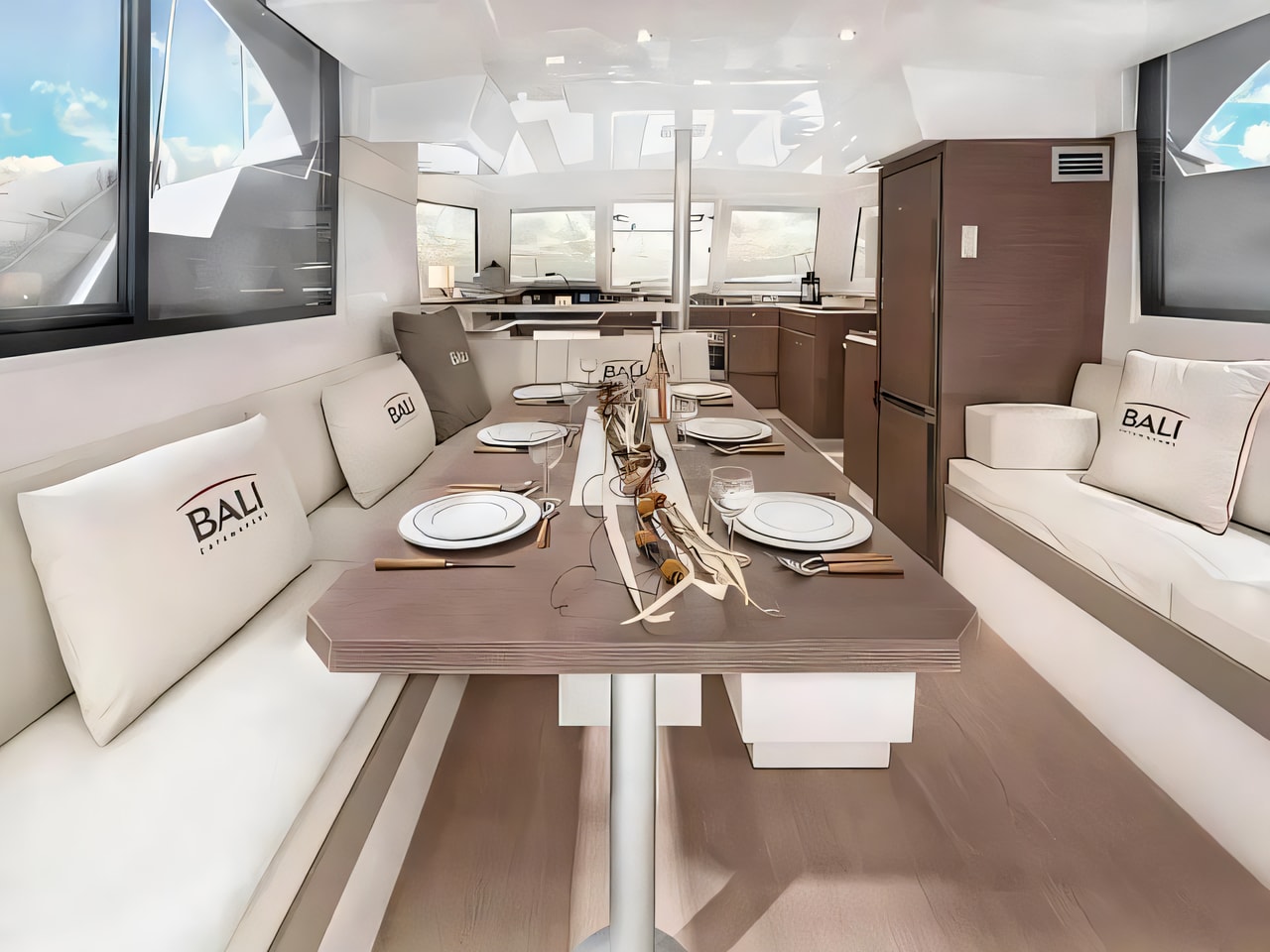 Layout of Bali Catspace catamaran with 4 cabins Croatia yacht charter