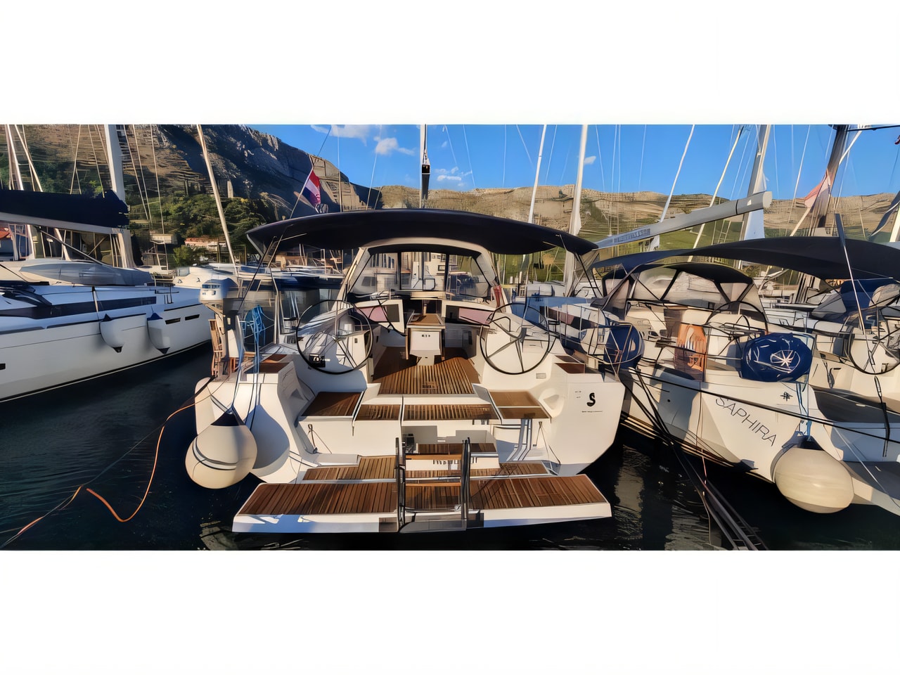 Exterior overview of Oceanis 48 OW. sail boat for charter from Trogir ACI Marina in the Split sailing area Croatia