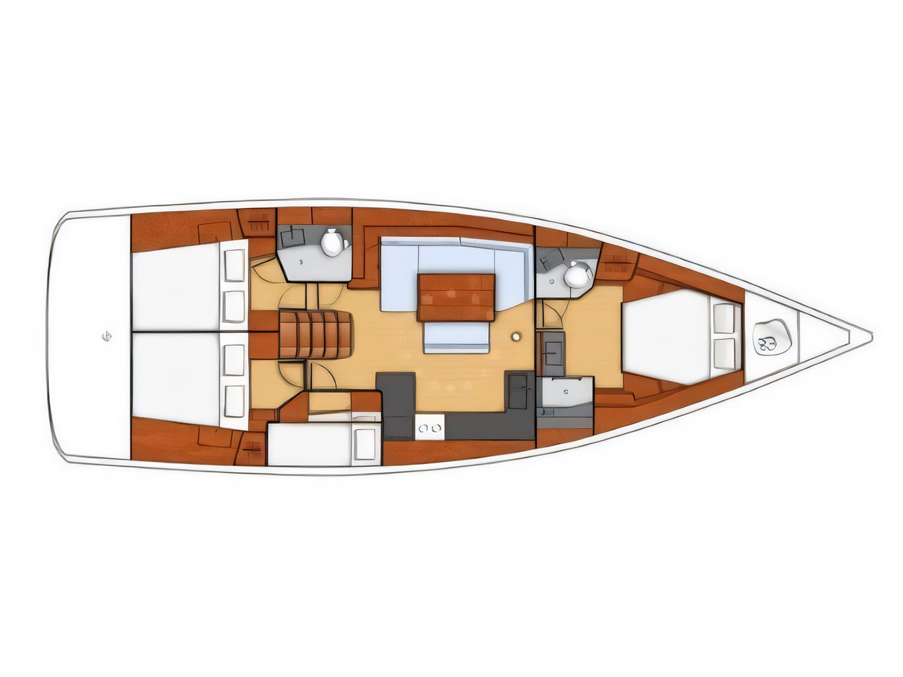 Interior of Oceanis 48 OW. sail boat with 4 cabins Croatia yacht charter