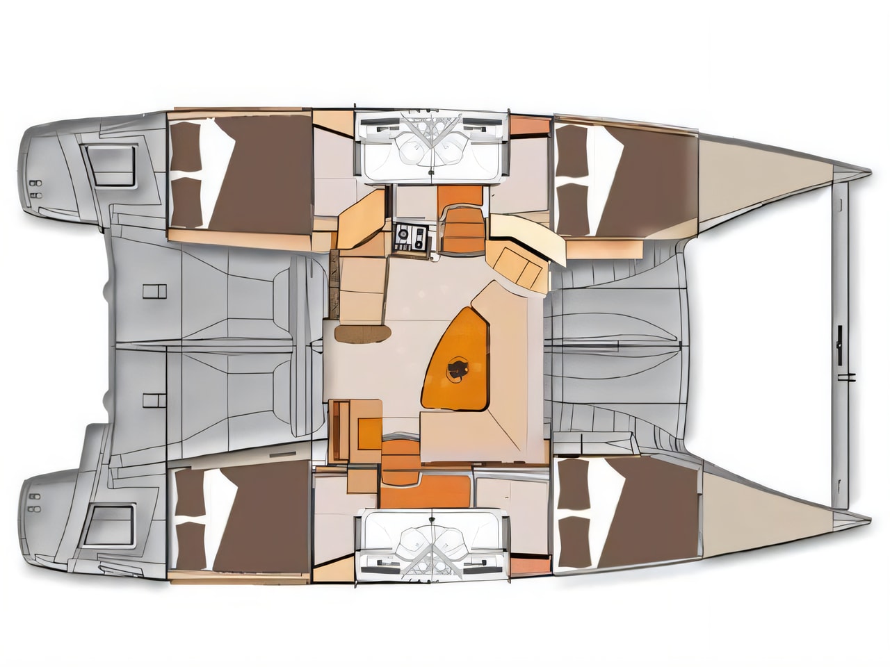 Interior of Lipari 41 / 4WC catamaran with 4 cabins Croatia yacht charter