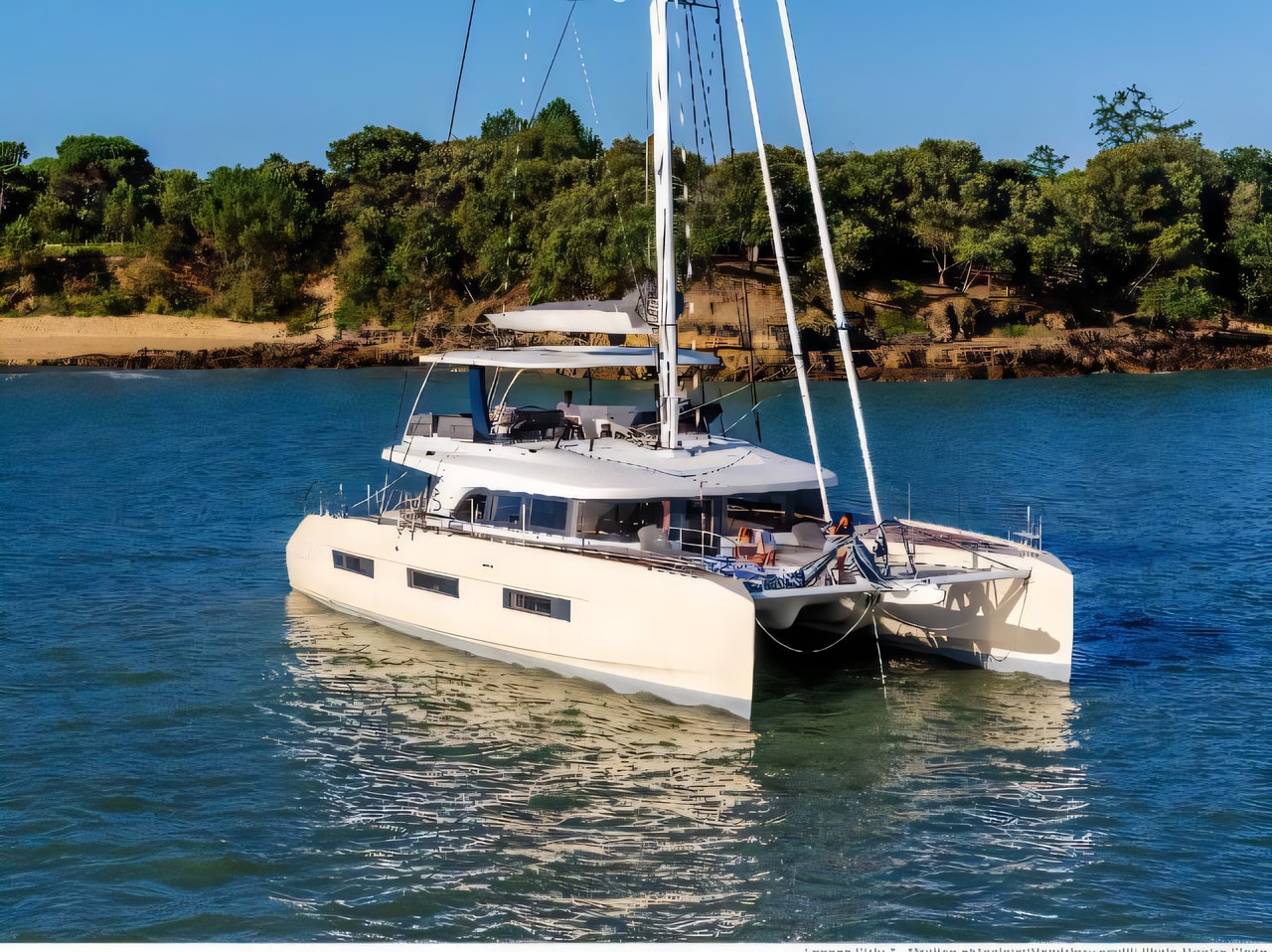 Exterior overview of Lagoon Sixty 5 catamaran for charter from Split Marina Mornar in the Split sailing area Croatia