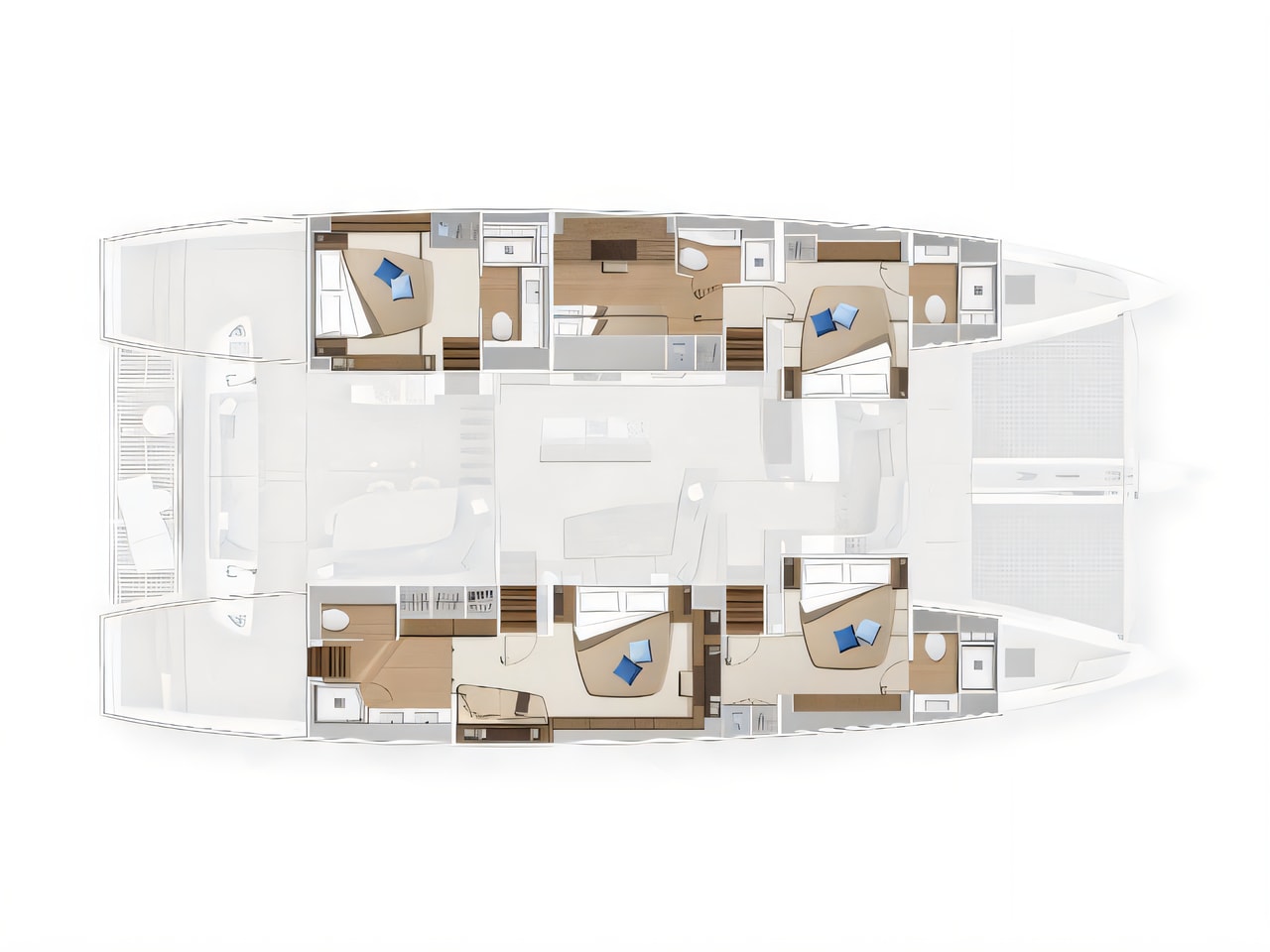 Interior of Lagoon Sixty 5 catamaran with 4 cabins Croatia yacht charter