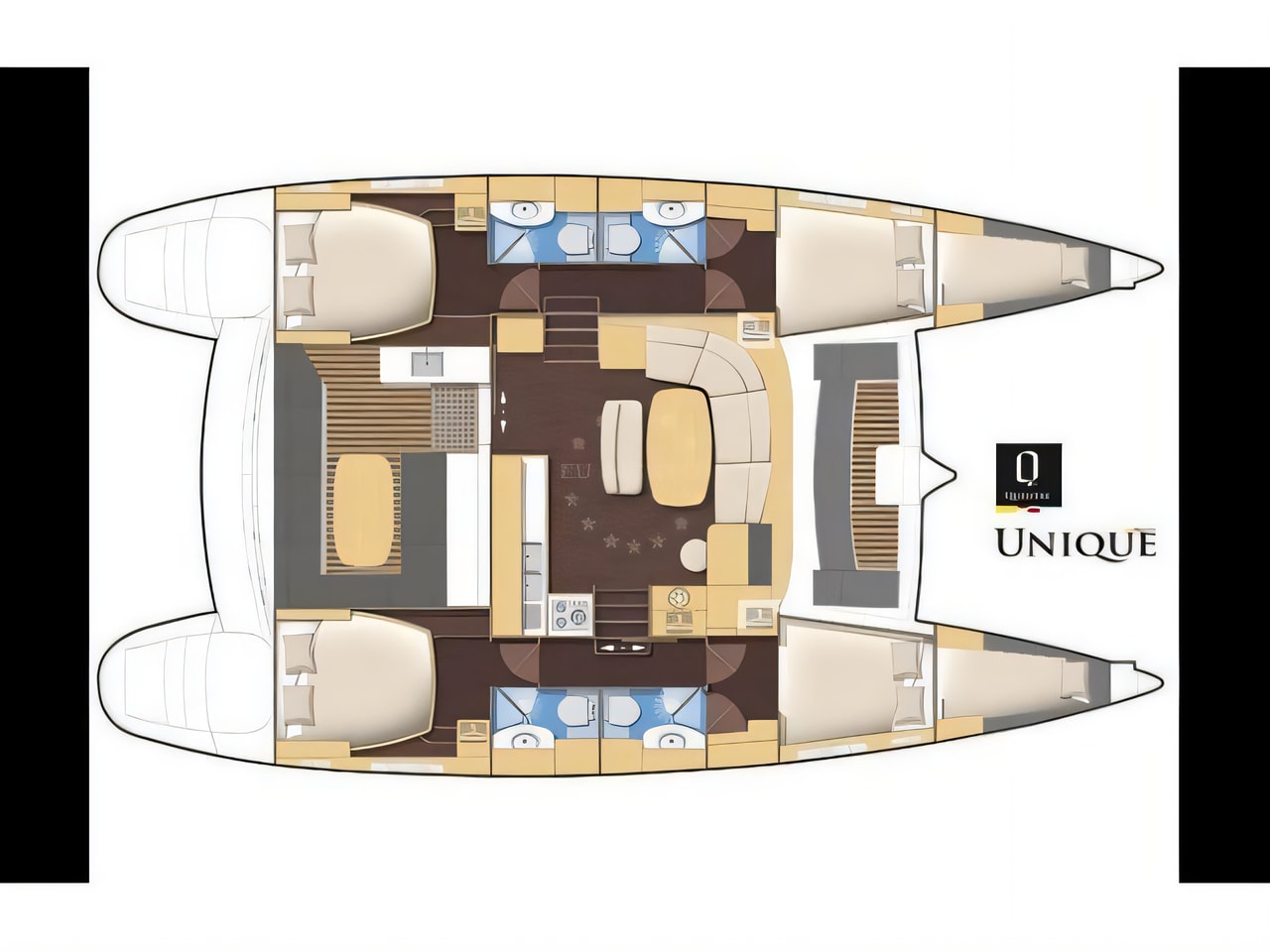 Interior of Lagoon 440 catamaran with 6 cabins Croatia yacht charter
