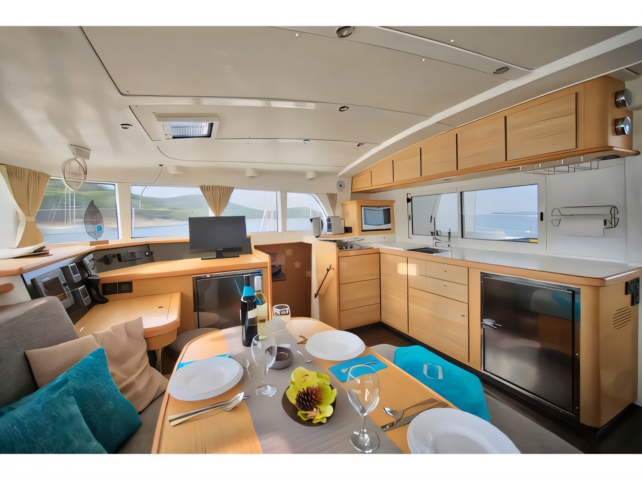 Layout of Lagoon 440 catamaran with 6 cabins Croatia yacht charter