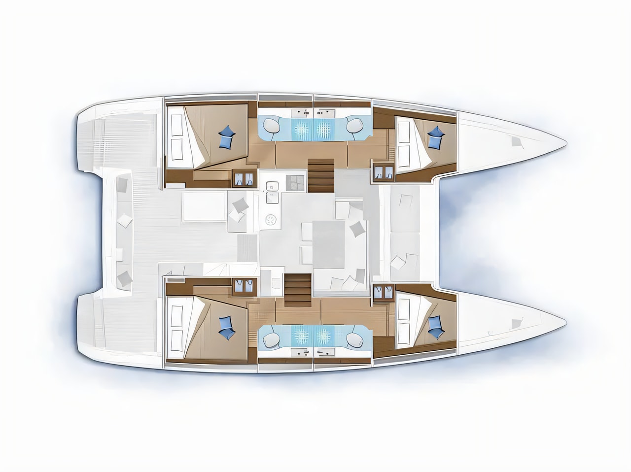 Interior of Lagoon 40 catamaran with 4 cabins Croatia yacht charter