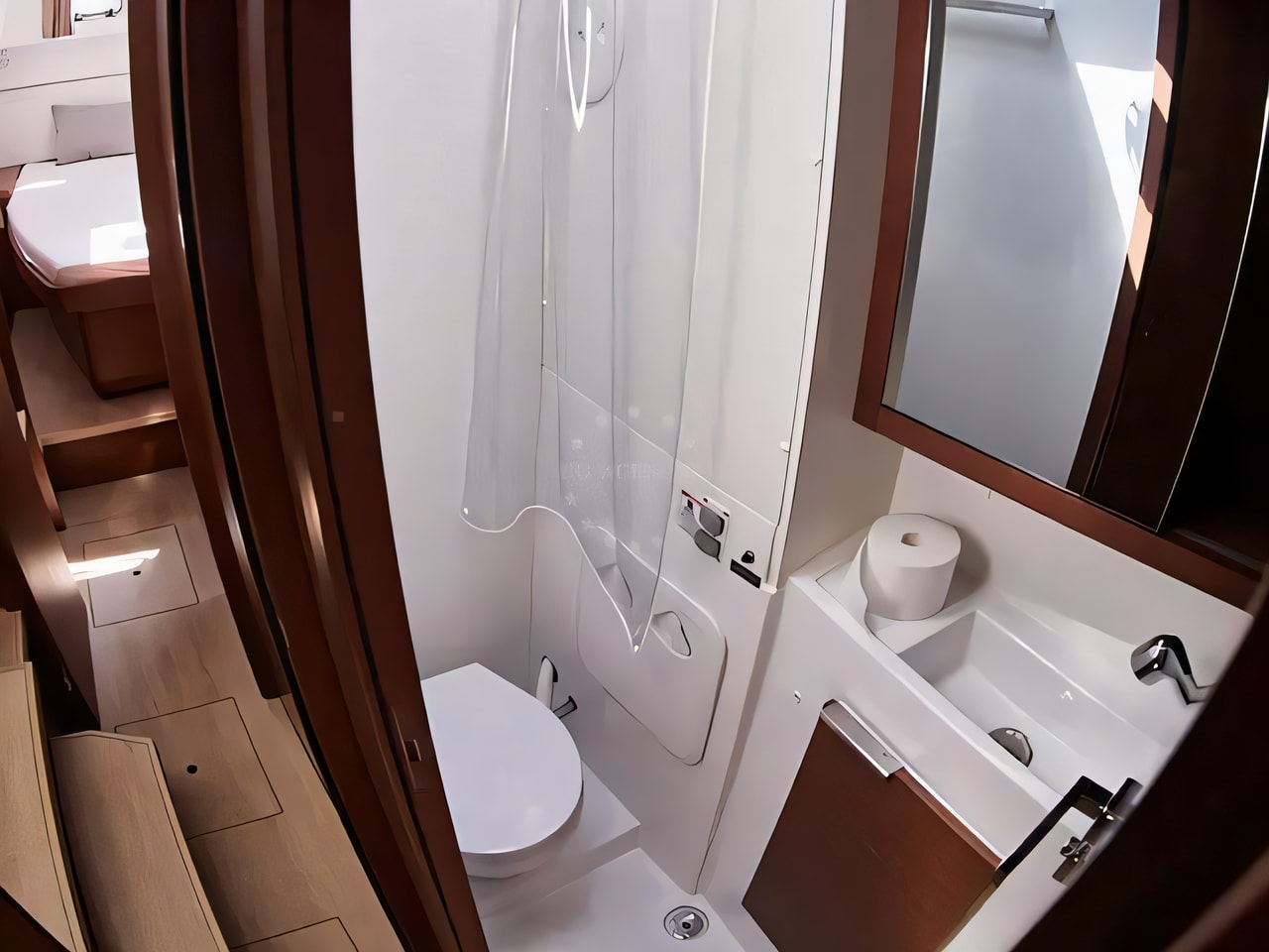 Layout of Lagoon 40 catamaran with 4 cabins Croatia yacht charter