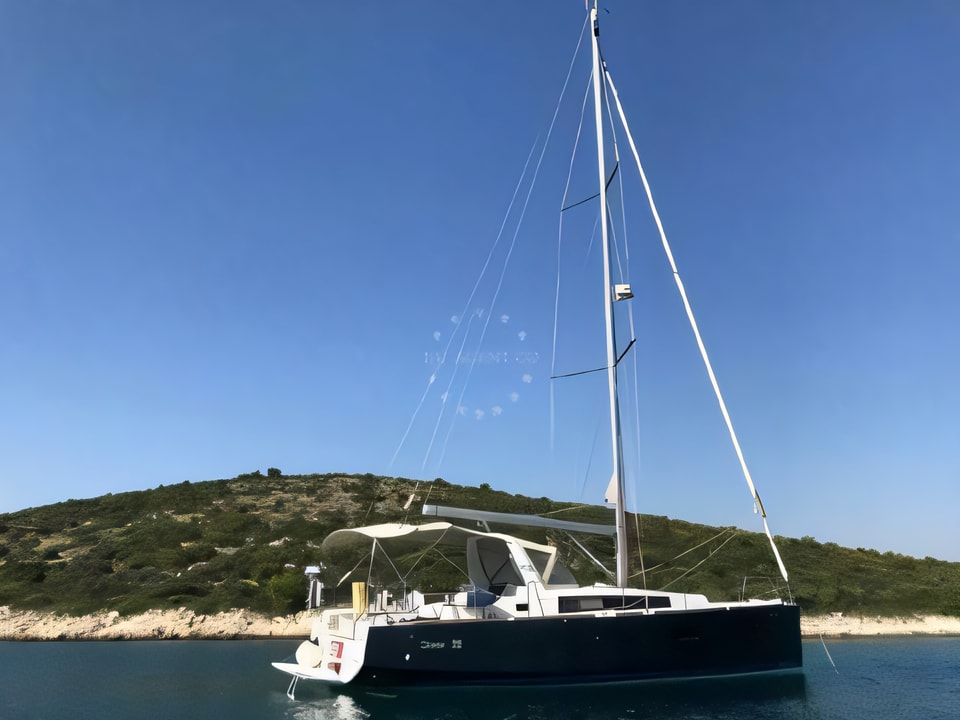 Exterior overview of Oceanis 38 Owner Version sail boat for charter from Pula ACI Marina in the Istria / Kvarner sailing area Croatia