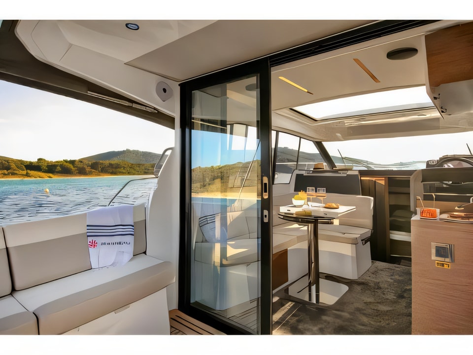 Interior of Jeanneau NC 33 motor boat with 2 cabins Croatia yacht charter