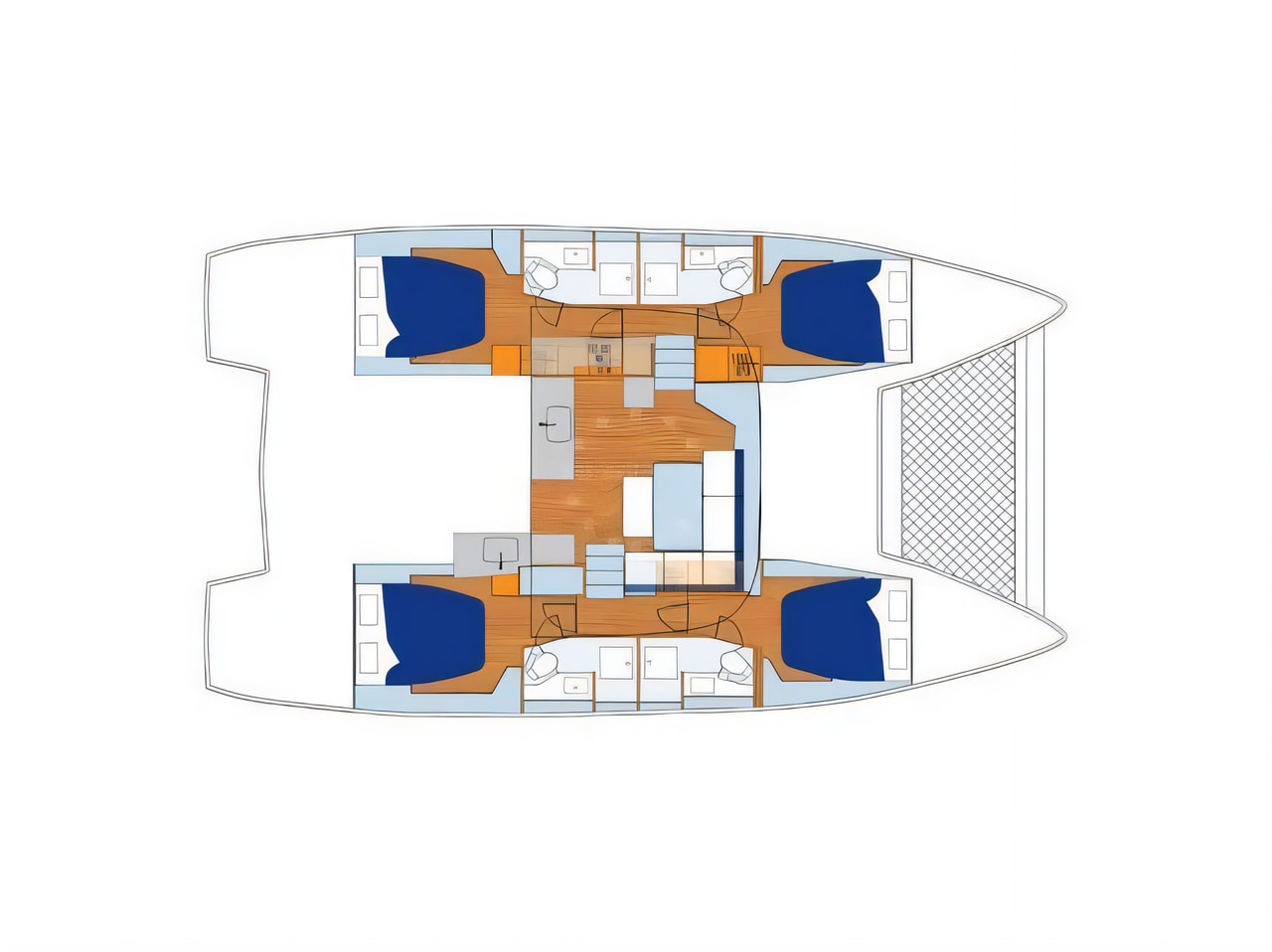 Interior of Sunsail 46 Cat catamaran with 4 cabins Croatia yacht charter