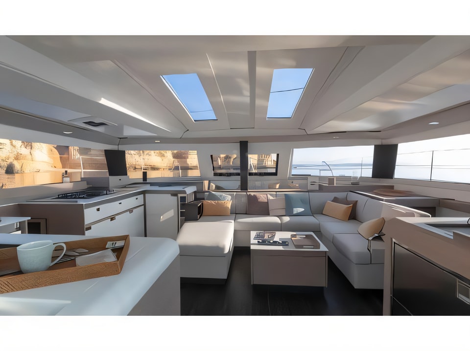 Interior of Elba 45 catamaran with 5 cabins Croatia yacht charter