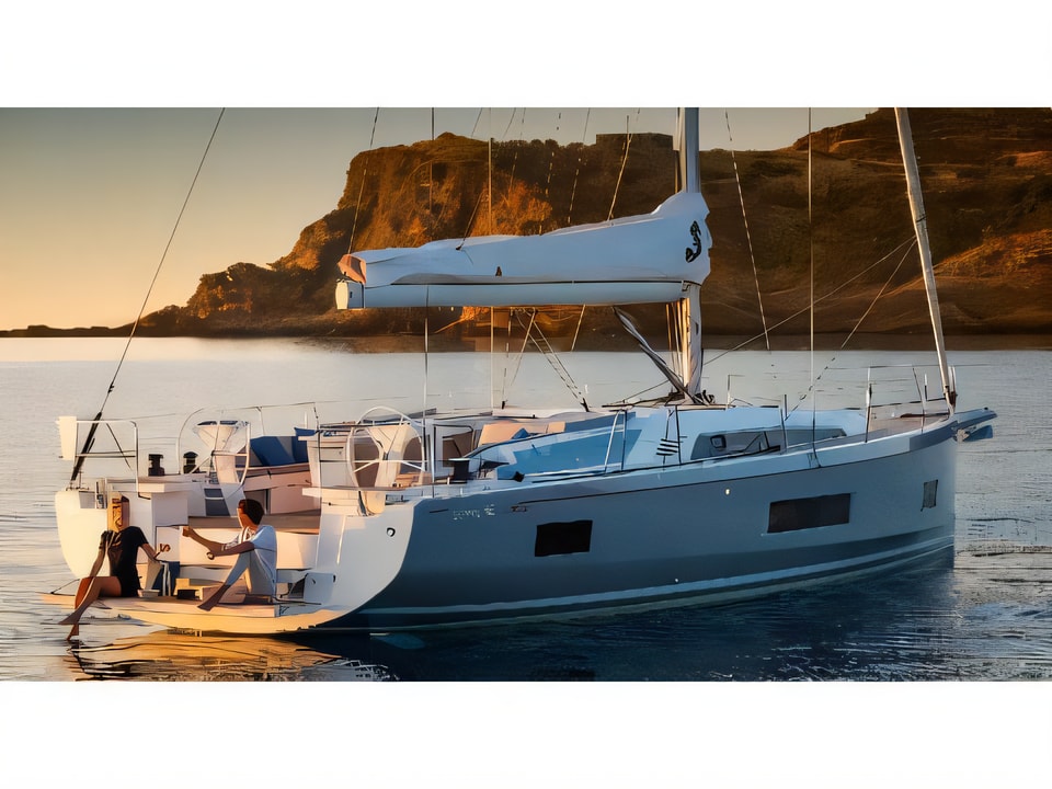 Exterior overview of Oceanis 46.1 sail boat for charter from SCT Marina Trogir in the Split sailing area Croatia