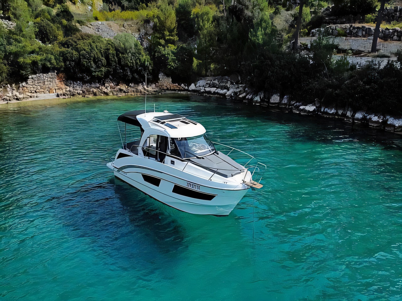 Exterior overview of Antares 9 OB motor boat for charter from Split ACI Marina in the Split sailing area Croatia
