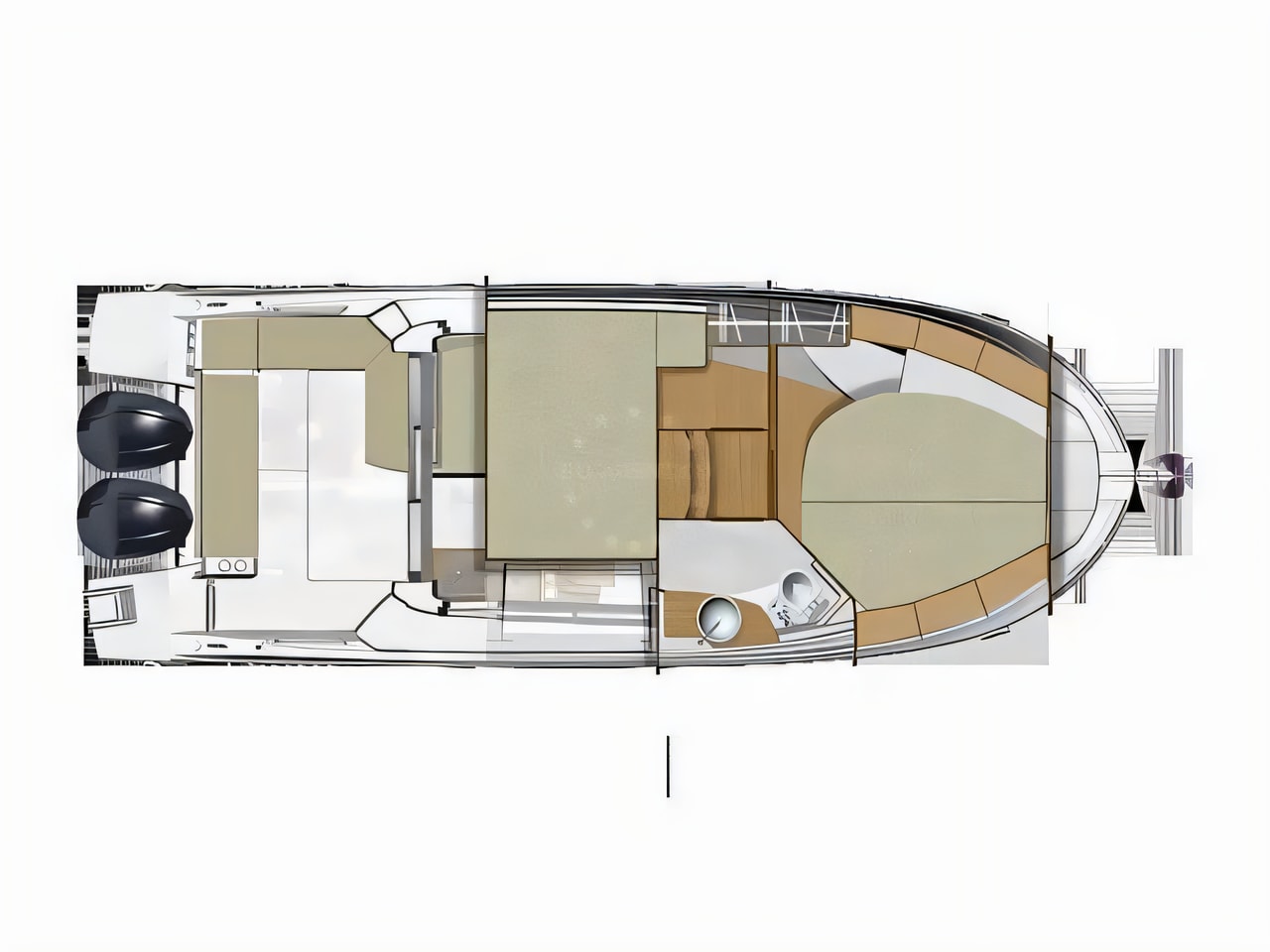 Interior of Antares 9 OB motor boat with 2 cabins Croatia yacht charter