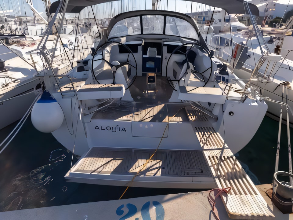 Exterior overview of Hanse 418 sail boat for charter from Biograd Marina Kornati in the Kornati sailing area Croatia