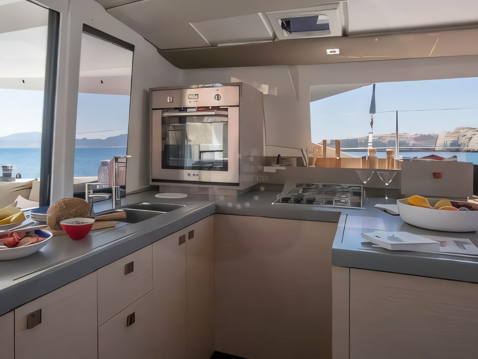 Interior of Astrea 42 catamaran with 4 cabins Croatia yacht charter