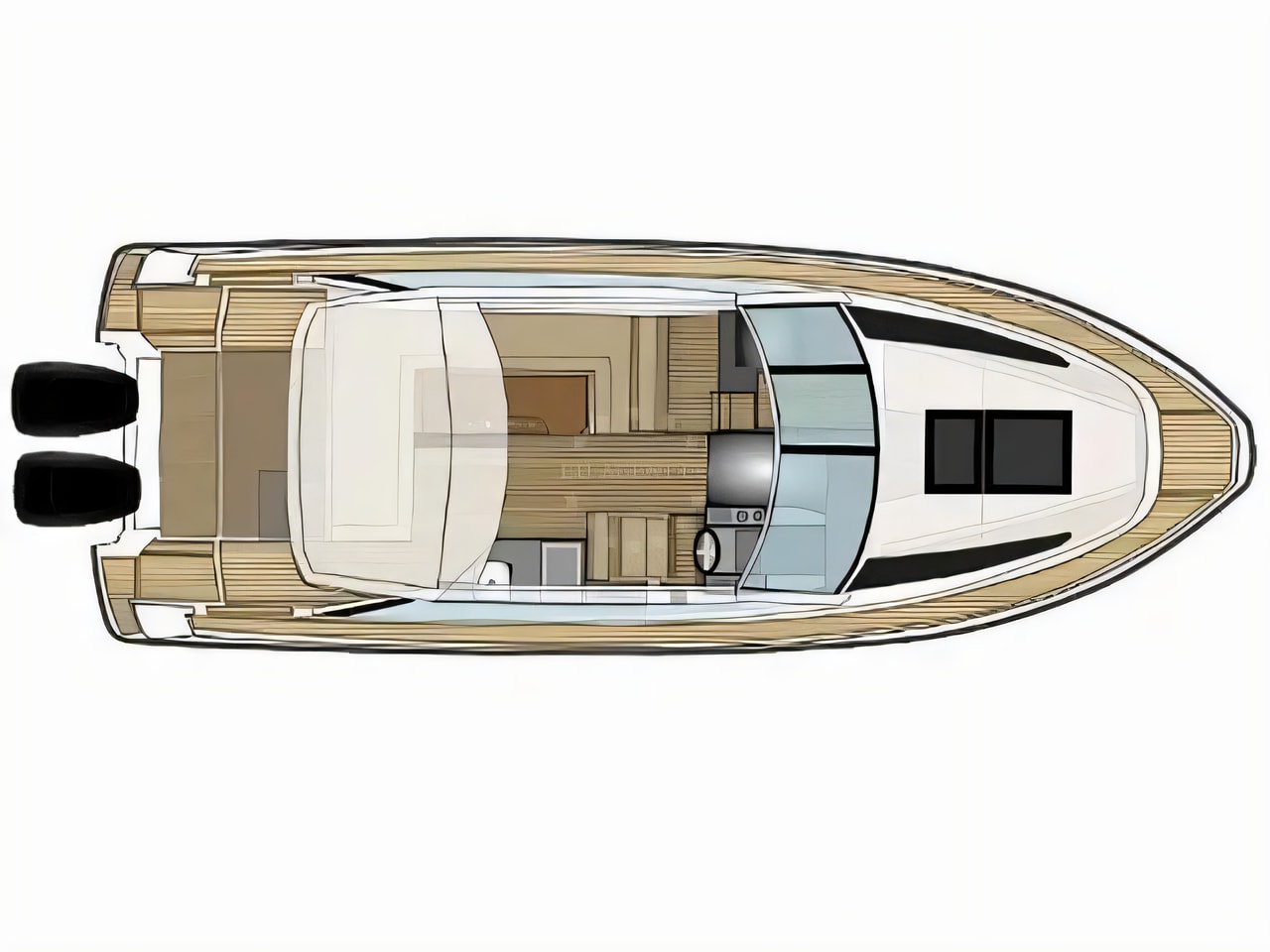 Interior of Flipper 900 ST motor boat with 2 cabins Croatia yacht charter