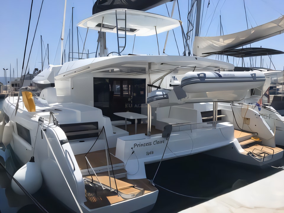 Exterior overview of Lagoon 50 catamaran for charter from Dubrovnik ACI Marina in the Dubrovnik sailing area Croatia