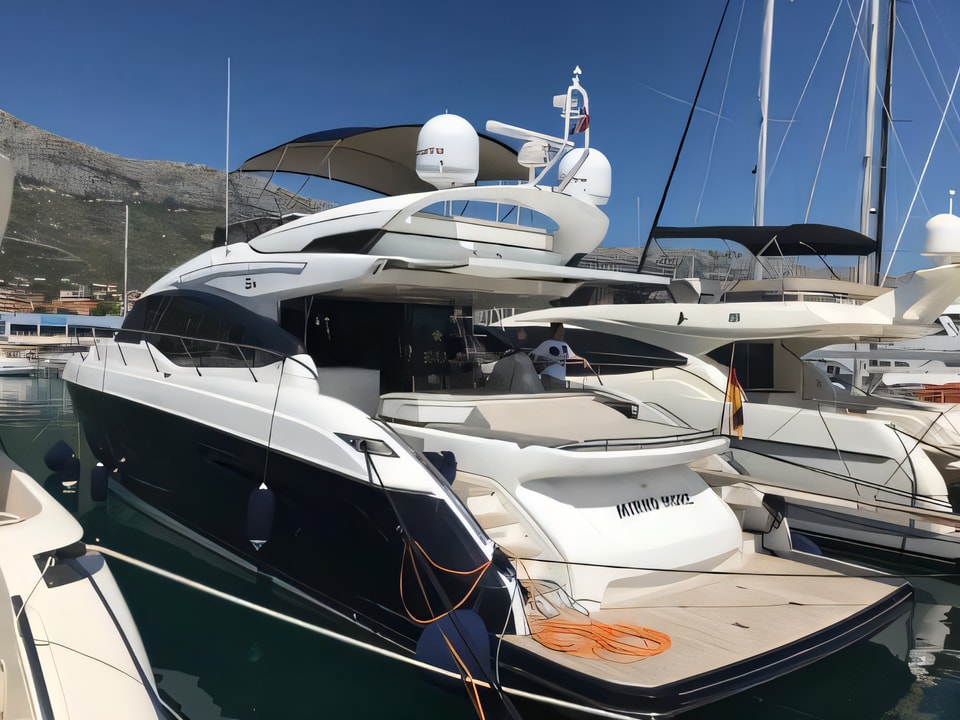 Exterior overview of Princess S65 motoryacht for charter from Sibenik Marina Mandalina in the Sibenik sailing area Croatia