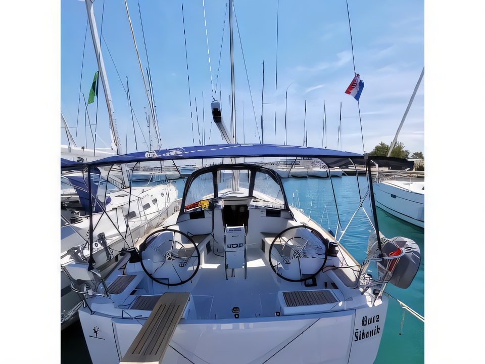 Exterior overview of Sun Odyssey 449 sail boat for charter from Vodice ACI Marina in the Sibenik sailing area Croatia