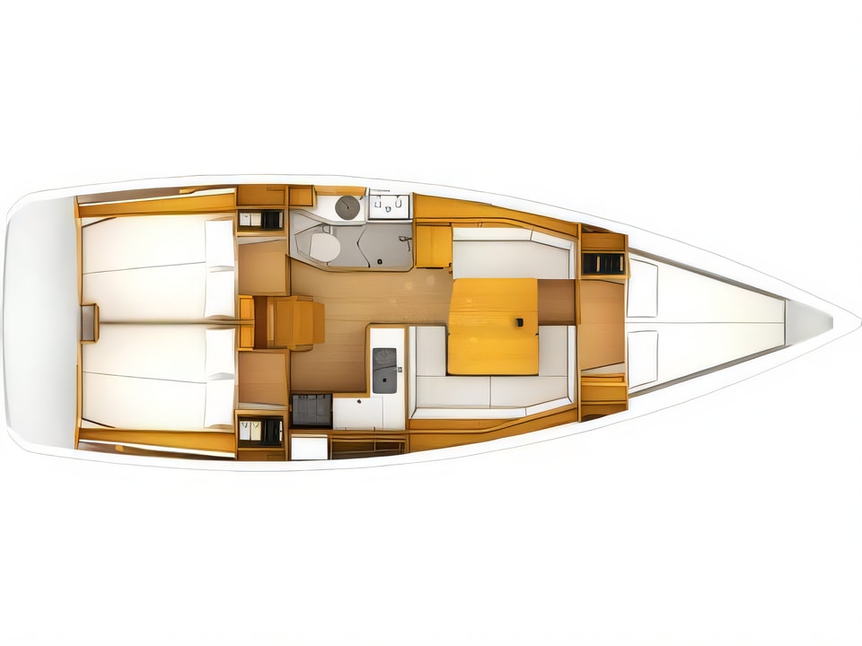 Sun Odyssey 389 yacht layout 3 cabins Croatia charter