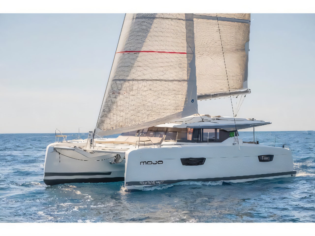 Exterior overview of Astrea 42 catamaran for charter from Rogoznica Marina Frapa in the Sibenik sailing area Croatia