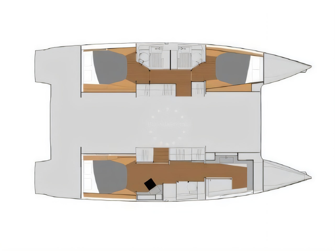 Interior of Astrea 42 catamaran with 3 cabins Croatia yacht charter