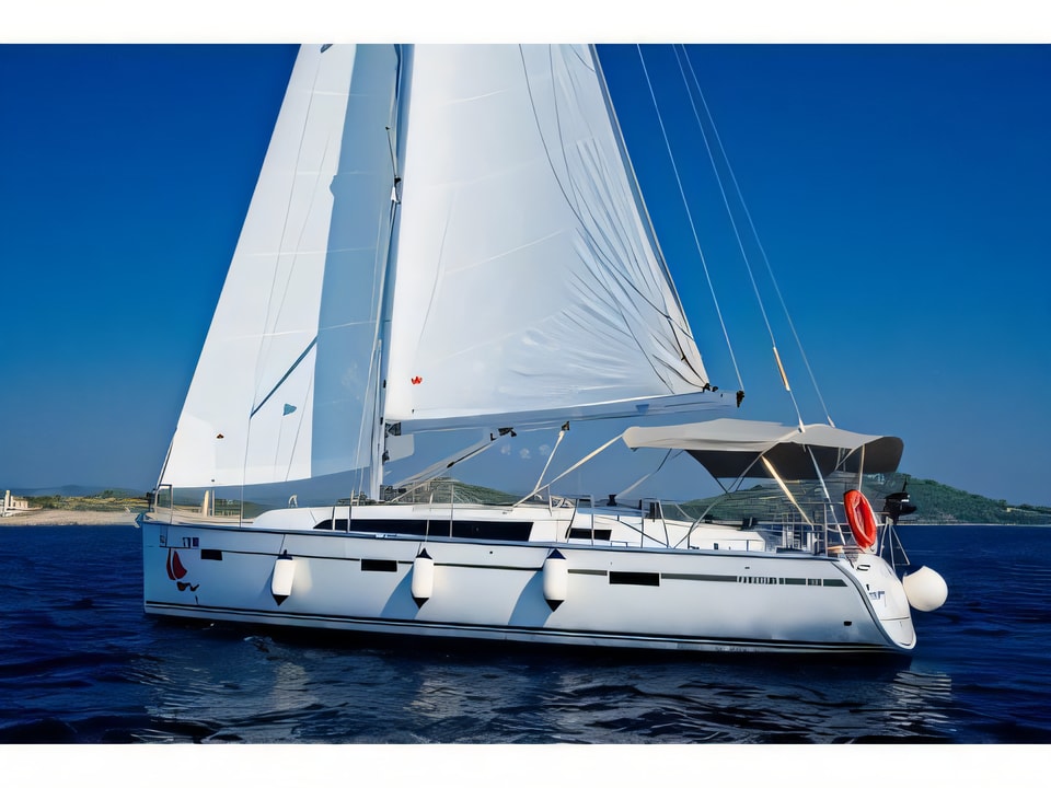 Exterior overview of Bavaria Cruiser 41 sail boat for charter from Murter Marina Hramina in the Sibenik sailing area Croatia
