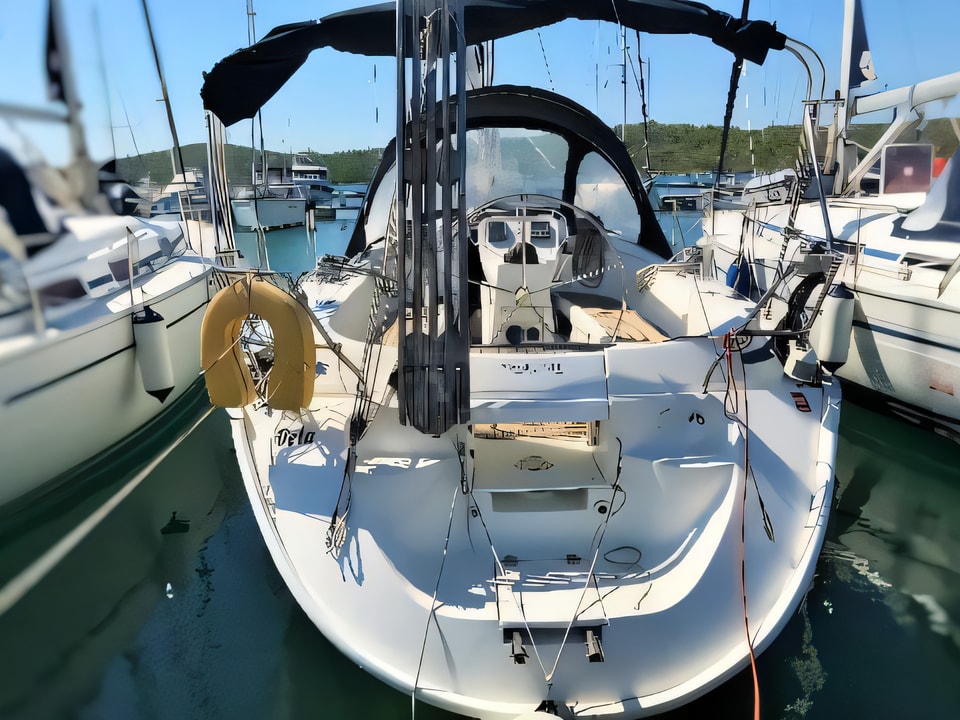 Exterior overview of Bavaria 36 Cruiser sail boat for charter from Pirovac Marina in the Kornati sailing area Croatia