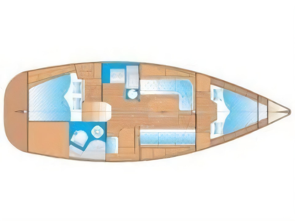 Layout of Bavaria 33 Cruiser sail boat with 2 cabins Croatia yacht charter