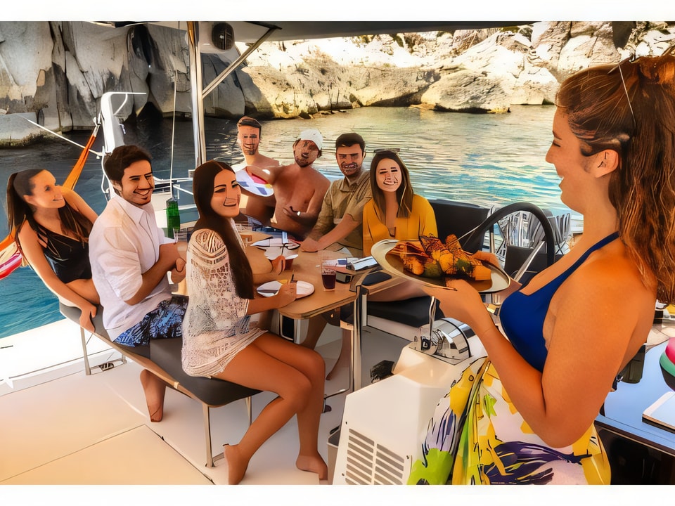 Interior of Sun Loft 47 sail boat with 7 cabins Croatia yacht charter