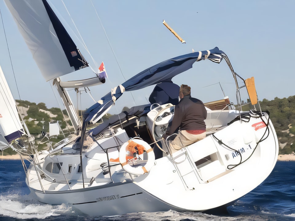 Exterior overview of Sun Odyssey 37 sail boat for charter from Vodice ACI Marina in the Sibenik sailing area Croatia