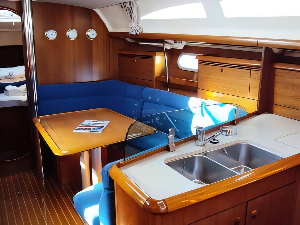 Interior of Sun Odyssey 37 sail boat with 3 cabins Croatia yacht charter