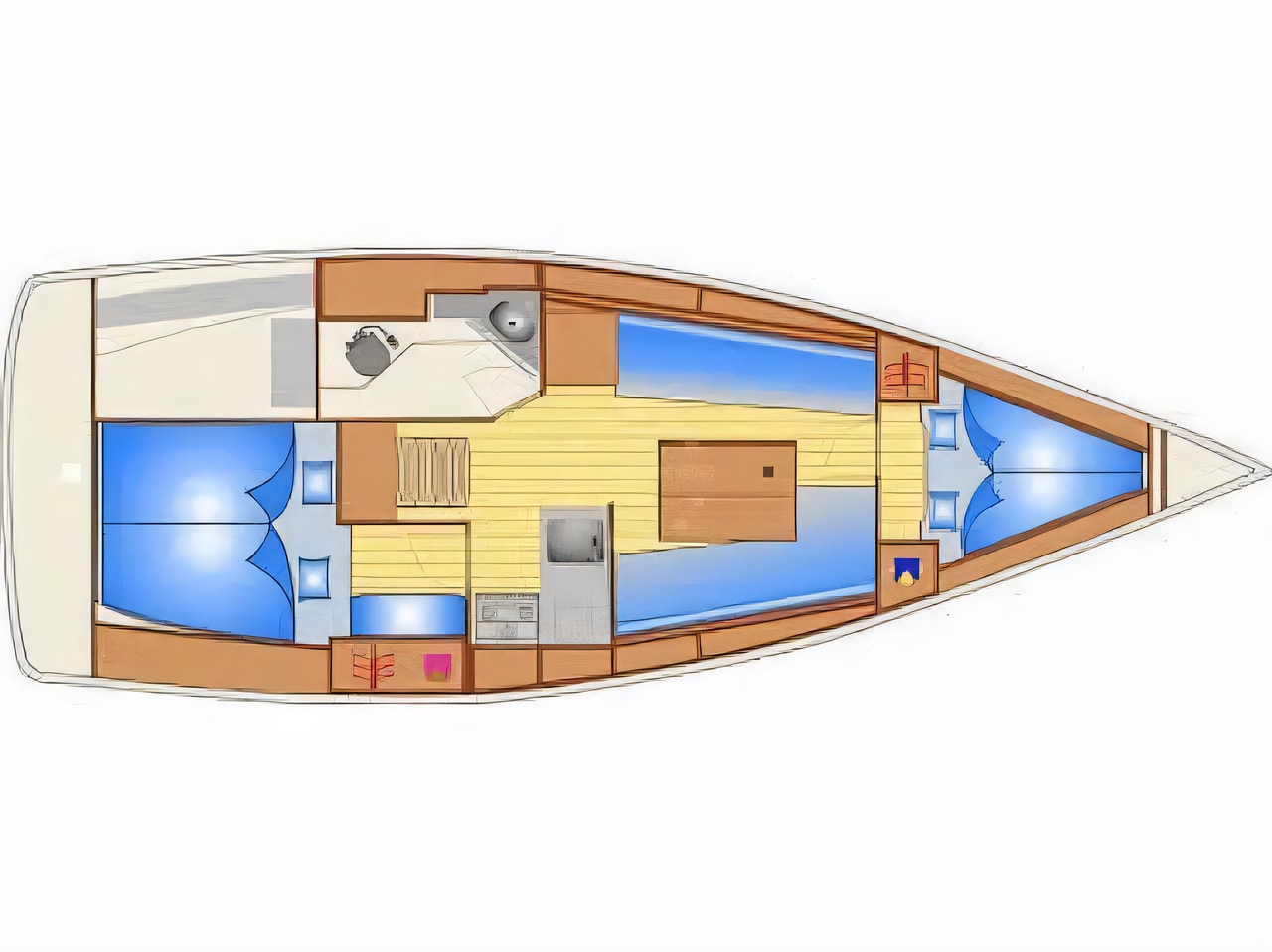 Interior of Bavaria Cruiser 32 sail boat with 2 cabins Croatia yacht charter