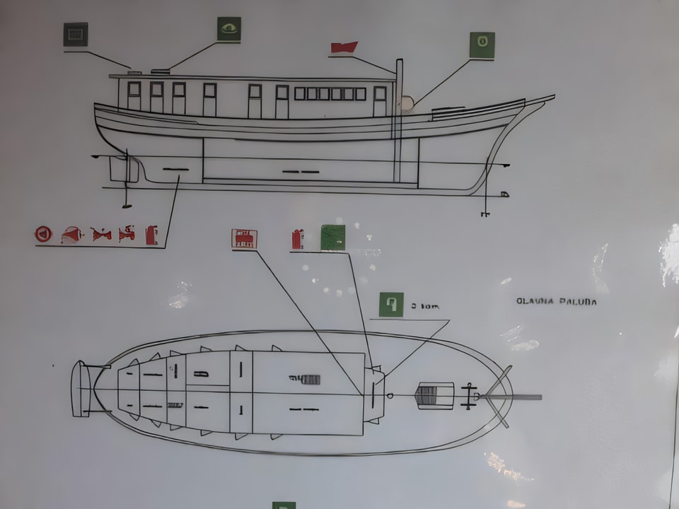 Layout of Gulet gulet or cruiser with 1 cabins Croatia yacht charter