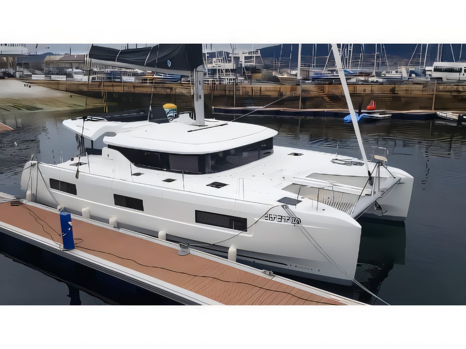 Exterior overview of Lagoon 46 catamaran for charter from Sukosan Marina Dalmacija in the Zadar sailing area Croatia