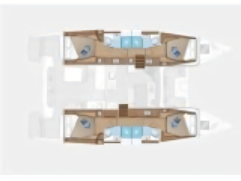 Layout of Lagoon 46 catamaran with 6 cabins Croatia yacht charter