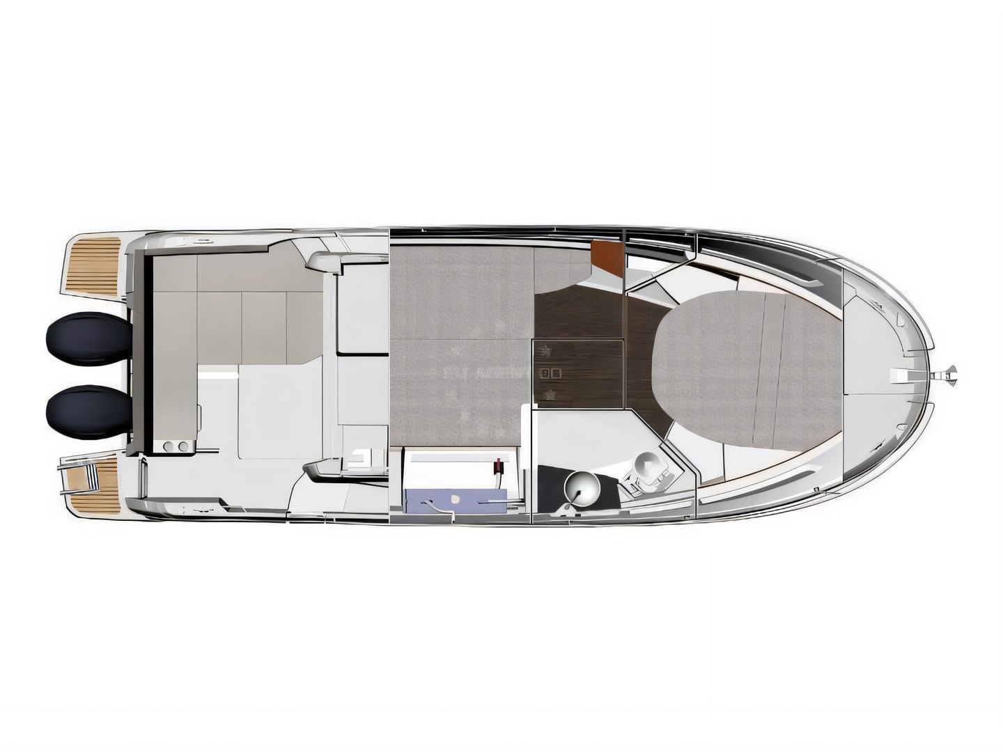 Layout of Merry Fisher 895 motor boat with 2 cabins Croatia yacht charter