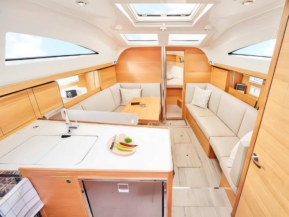 Interior of Elan 40 Impression sail boat with 3 cabins Croatia yacht charter