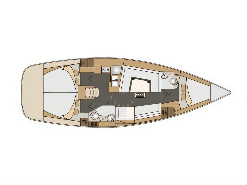 Layout of Elan 40 Impression sail boat with 3 cabins Croatia yacht charter