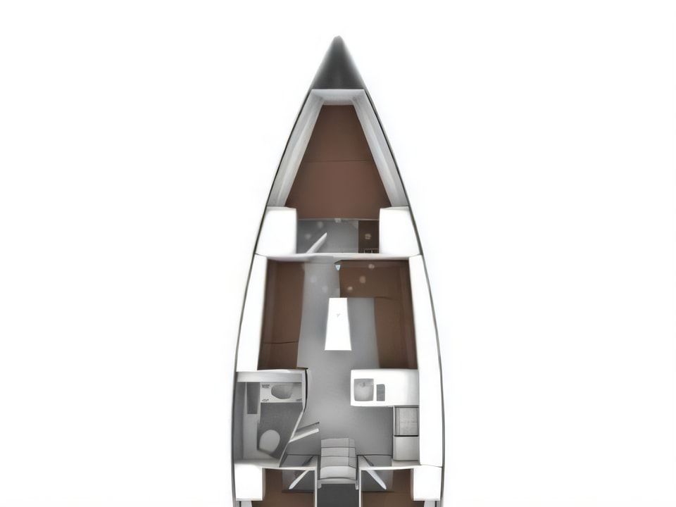 Layout of Bavaria 37 Cruiser sail boat with 3 cabins Croatia yacht charter