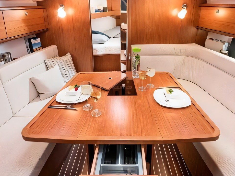 Interior of Bavaria Cruiser 34 Style sail boat with 2 cabins Croatia yacht charter