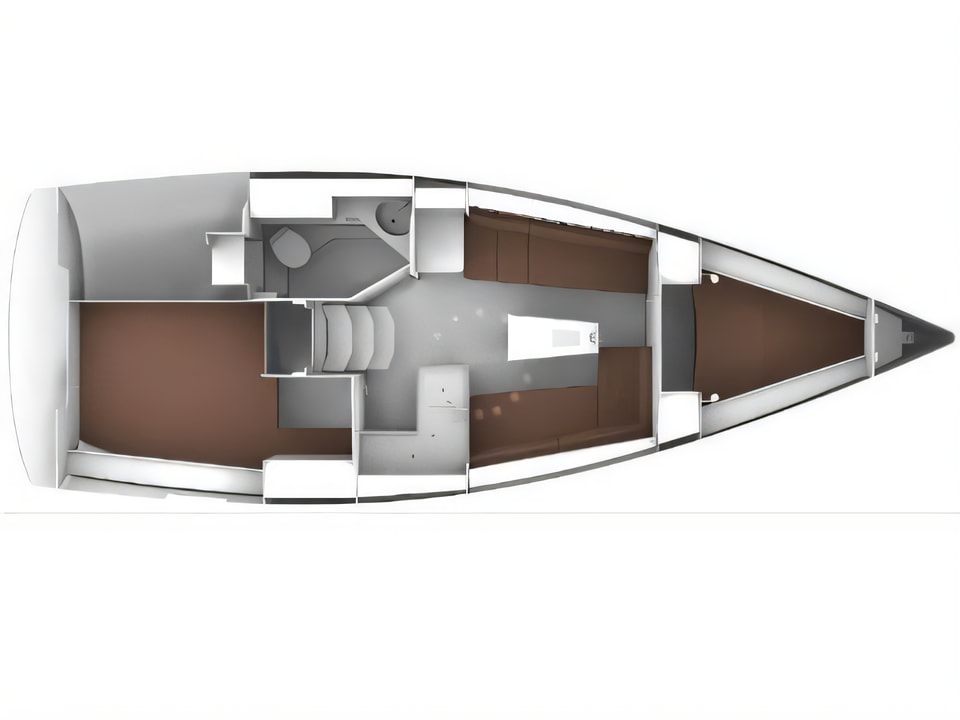 Layout of Bavaria Cruiser 34 Style sail boat with 2 cabins Croatia yacht charter
