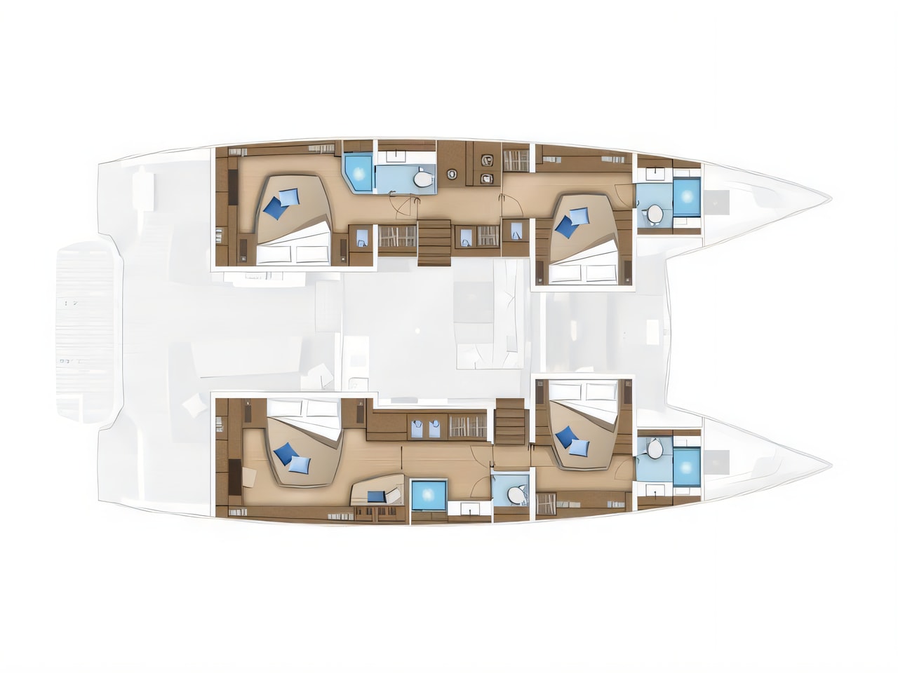 Interior of Lagoon 55 luxury owner version catamaran with 4 cabins Croatia yacht charter