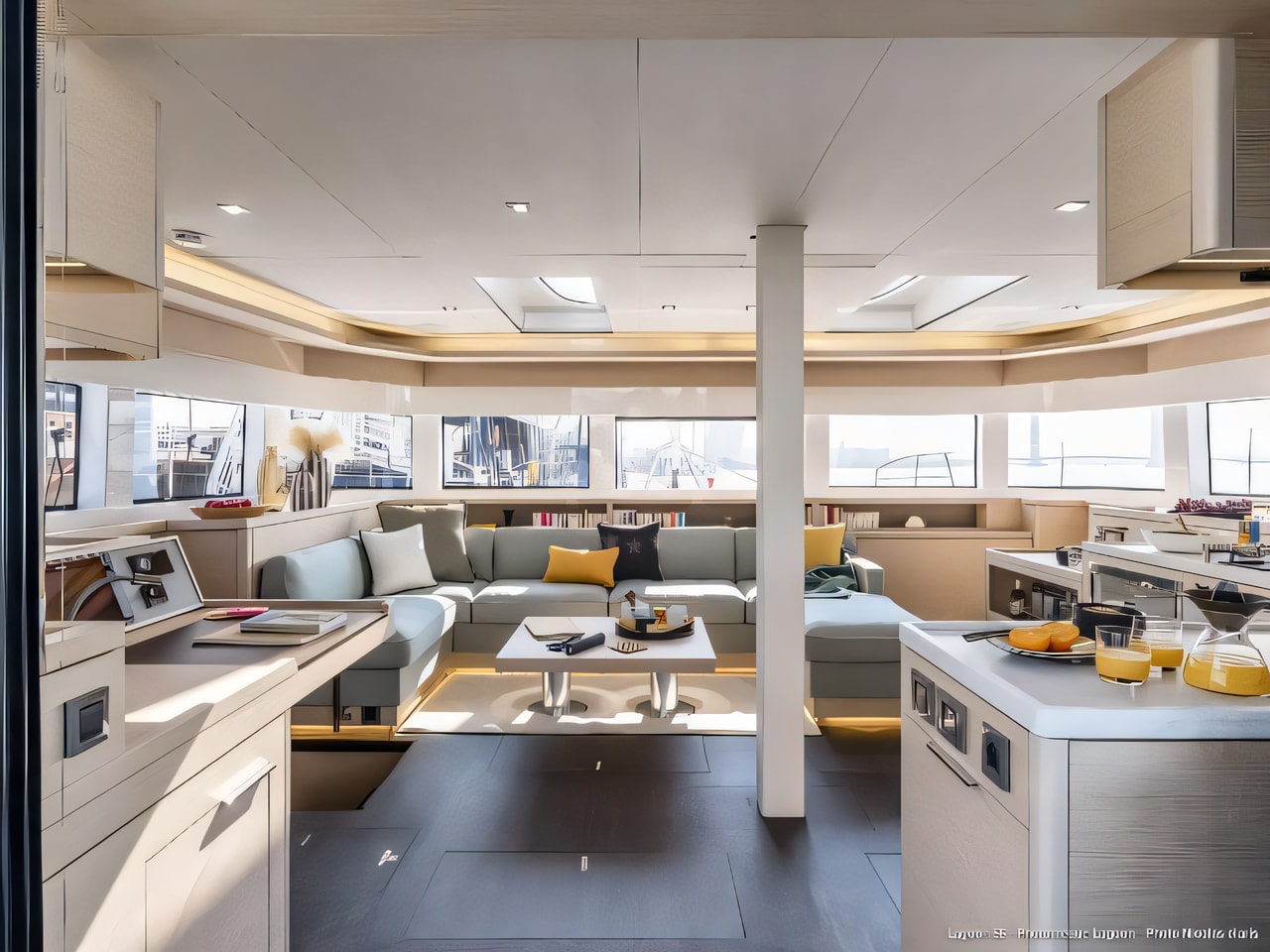Layout of Lagoon 55 luxury owner version catamaran with 4 cabins Croatia yacht charter
