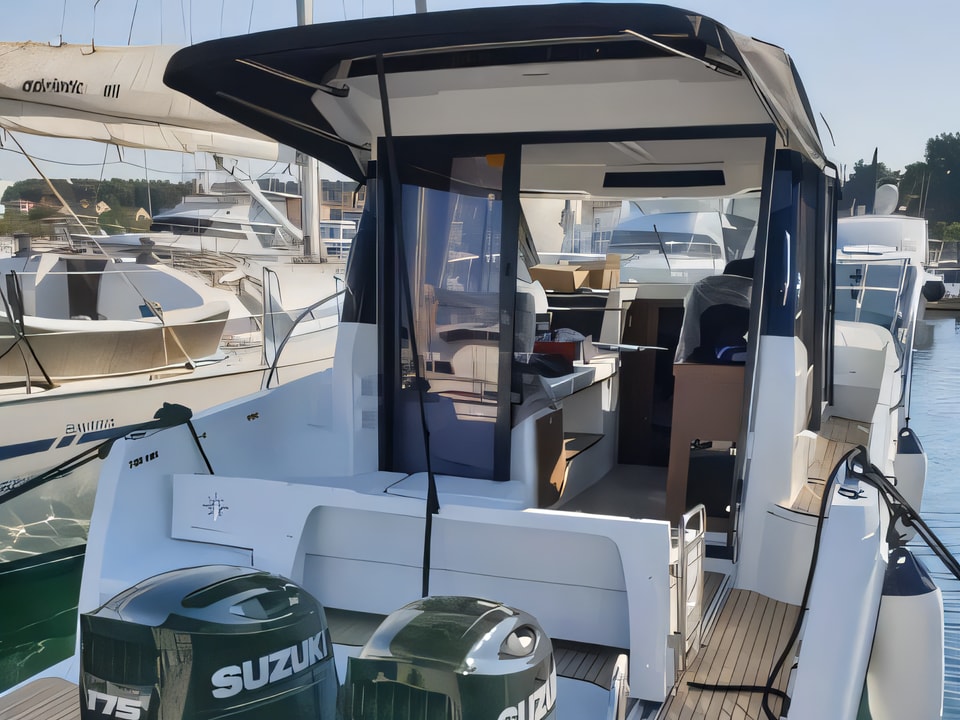 Interior of Merry Fisher 895 motor boat with 2 cabins Croatia yacht charter