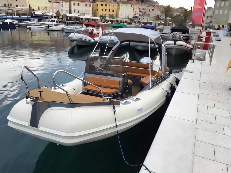 Exterior overview of Shark BF 23 Sport motor boat for charter from Zadar Marina in the Kornati sailing area Croatia