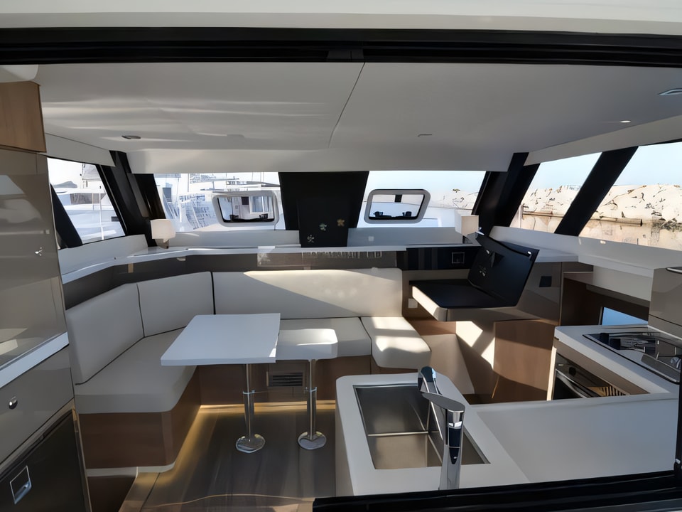 Interior of Aventura 34 catamaran with 3 cabins Croatia yacht charter